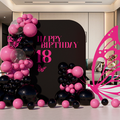 118pcs Pink Black Balloons Latex Balloons Different Sizes 18+12+10+5 Inch Party Balloon Kit for Birthday Party Graduation Wedding Holiday Balloon Decoration