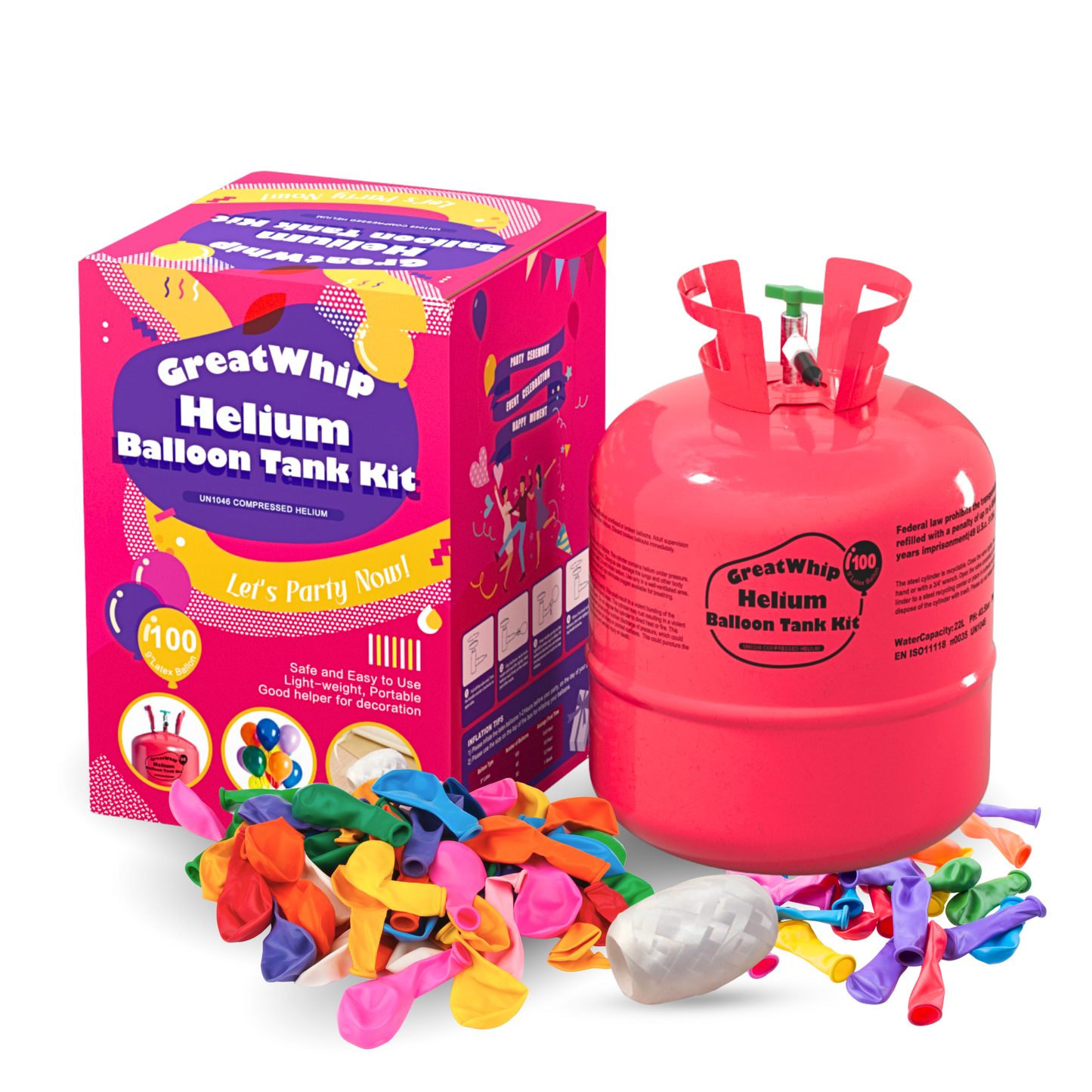 GreatWhip 22L Helium Tank able to inflate 100 balloons