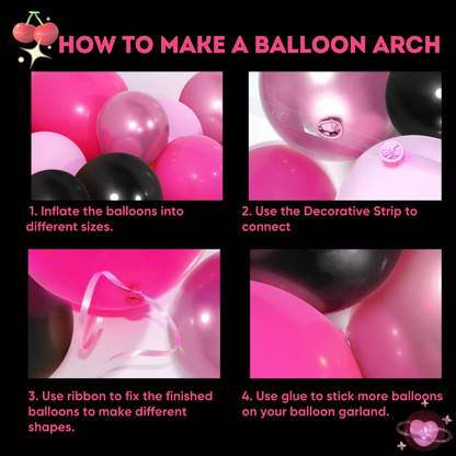 118pcs Pink Black Balloons Latex Balloons Different Sizes 18+12+10+5 Inch Party Balloon Kit for Birthday Party Graduation Wedding Holiday Balloon Decoration